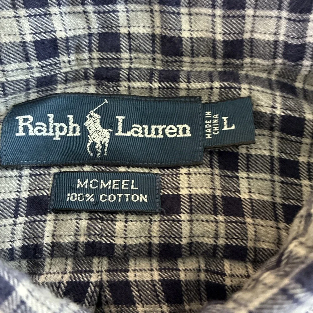 Polo Ralph Lauren Mens McMeel Fit 100% Cotton Sz L Button Up Long Sleeve Plaid